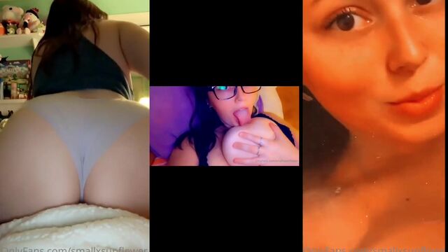 A woman with big tits is having fun with a strong man
