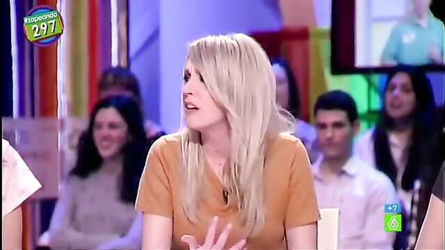 Hot Spanish model Anna Simon shows off her big tits on TV