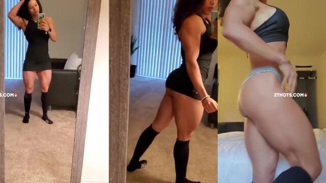 Female bodybuilder Nikkita Fitness shows off her huge boobs and muscles