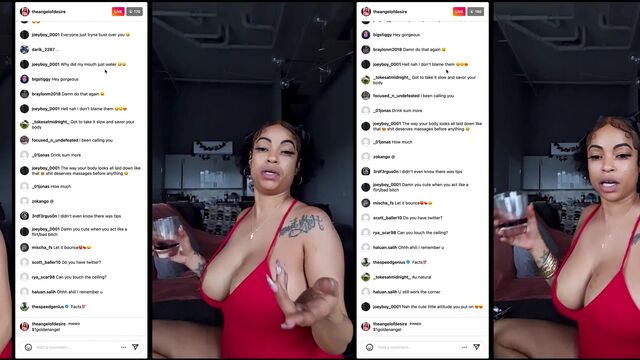 Ebony babe shows off her fat ass on IG Live