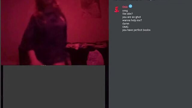 A hot girl is having a video chat and showing her body