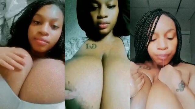 Lactating MILF squirts milk and plays with her pussy in the shower