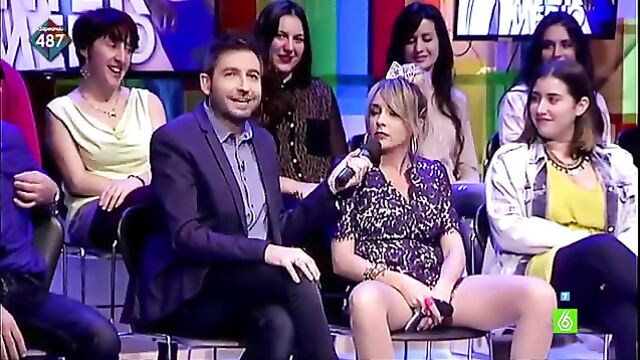 Hot Spanish model Anna Simon shows off her big tits on TV