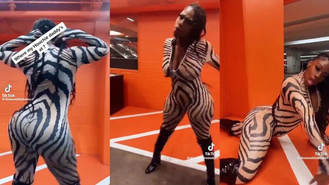 Rapper DiamondTheBody twerks and grinds on a big dick