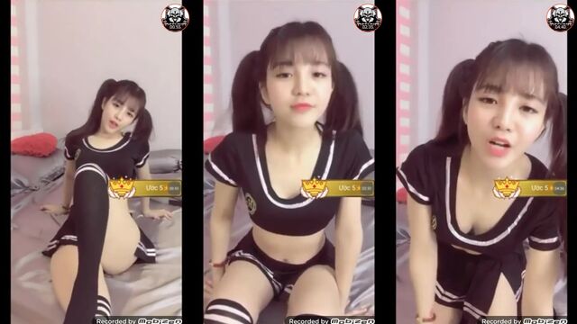 The sexy girl is dancing alone in front of the camera with a bold attitude