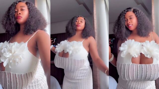 Busty African beauty gets her big tits covered with cum in this hot JOI video