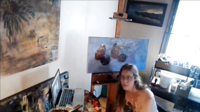 Bodypainting and big tits in a cookshop setting