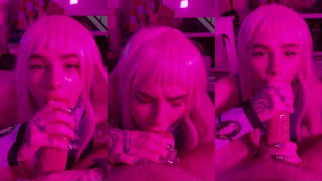A beautiful slut performs a sloppy blowjob in this captivating POV video