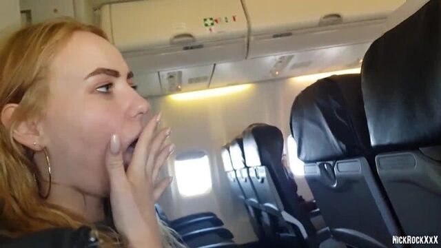 PUBLIC AIRPLANE Handjob and Blowjob - Bella Mur