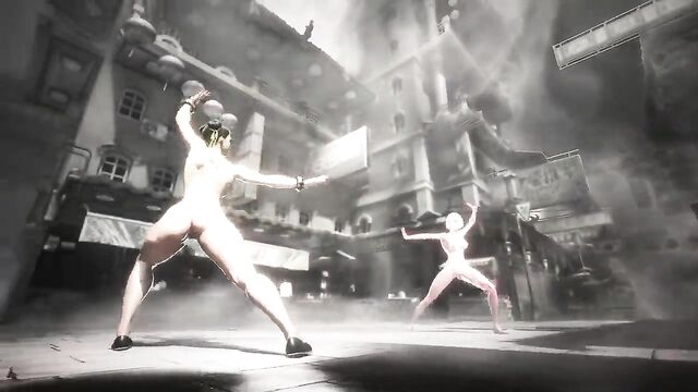 Street Fighter 6 gameplay with Chun Li using a nude mod, showcasing her incredible skills