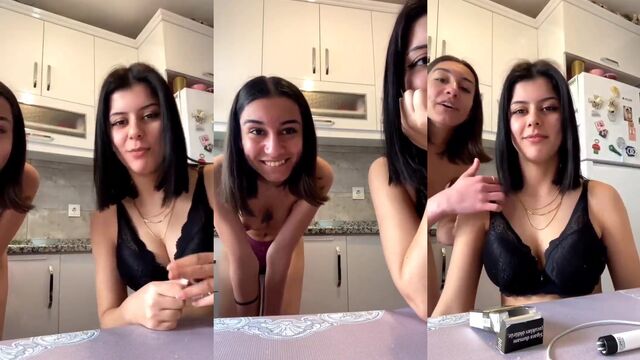 Two cute girls are having fun and slapping each other’s asses in a trending video
