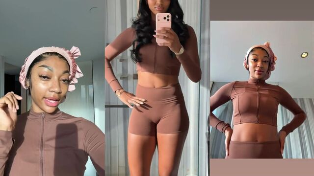 Angel Reese shows off her slim, fit ebony body and bubble booty