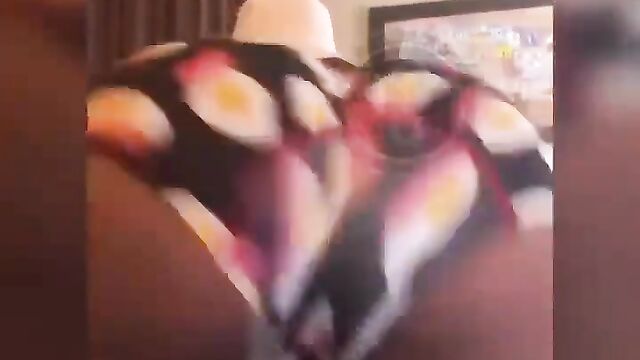 Jiggle and twerk with this big black booty babe