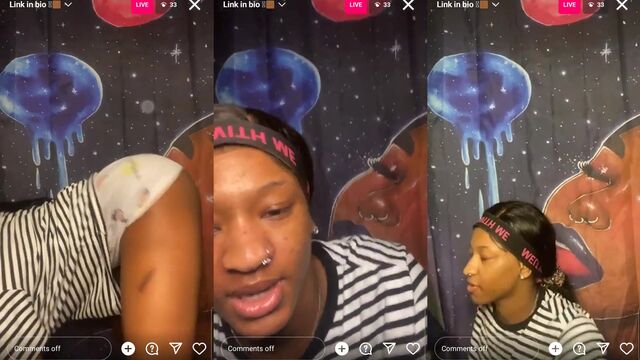 Busty brunette twerks and flashes her big tits on IG live