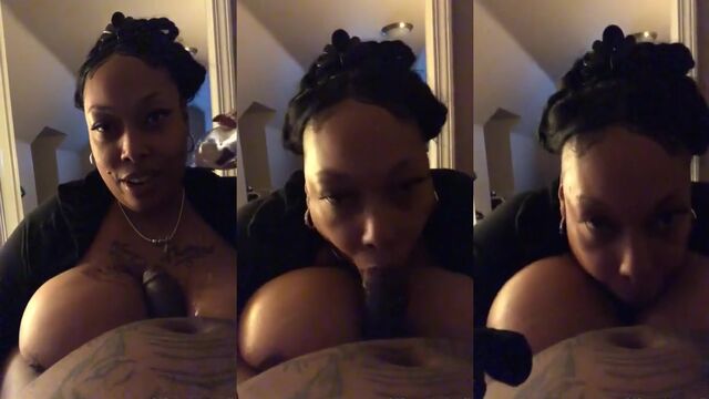 Thick ebony babe shows off her big tits in a viral video