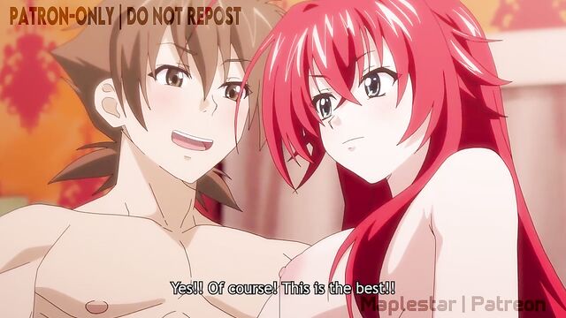 Issei Hyoudou gets a deepthroat blowjob from Rias Gremory in this hot hentai scene