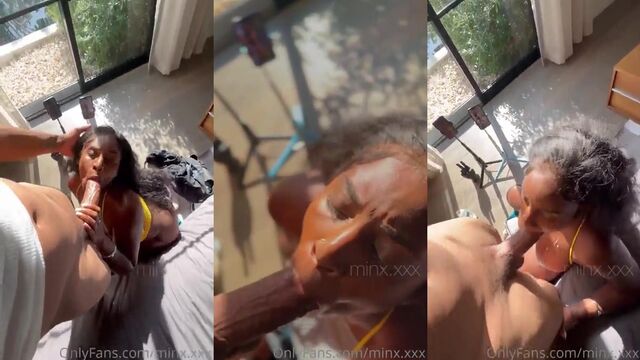 Ebony beauty gets her throat drenched with a massive BBC
