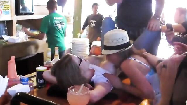 Shy girl gets drunk and flashes her tits on spring break