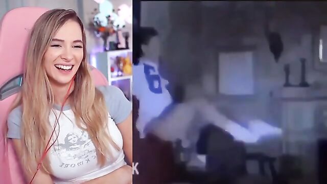 Blonde girl with big tits Bebehan enjoys solo sex