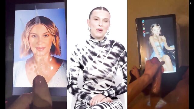 Hot Millie Bobby Brown gets a sticky cum tribute from her goon!