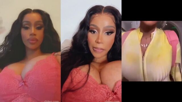 Cardi B gets her big tits filled with cum in a tribute scene
