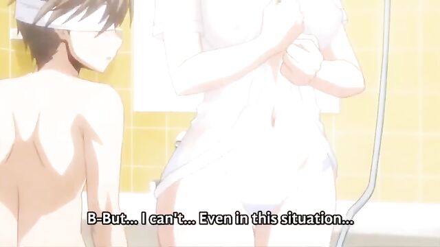Hot ecchi anime bath scene with okusama action