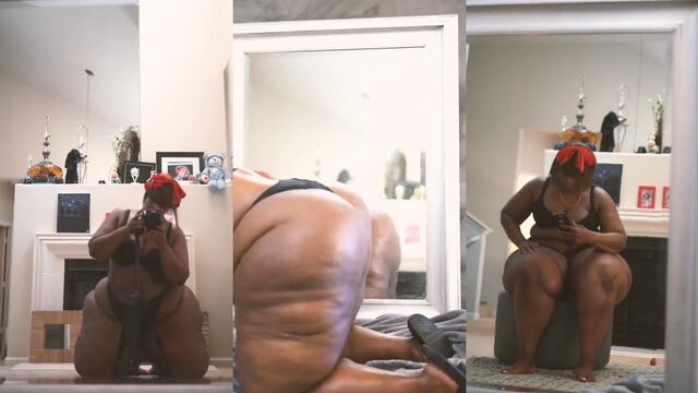Ebony SSBBW enjoys getting her huge ass worshipped