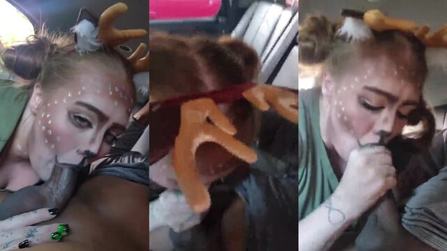 Homeless crackhead gets his BBC sucked in the backseat
