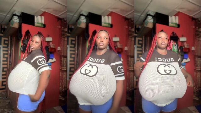 Busty ebony beauty showcases her huge natural boobs in stunning 4K!