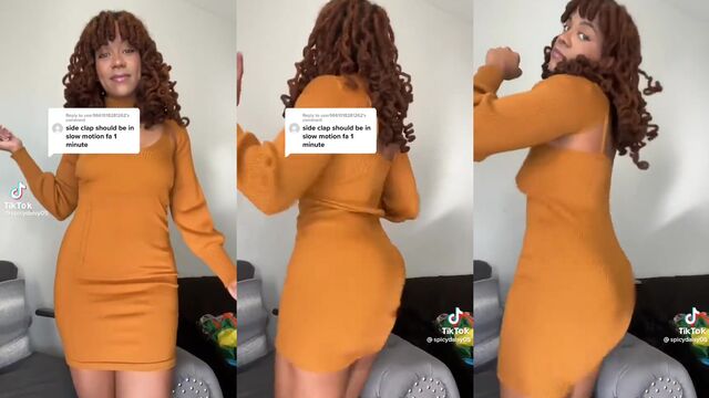A fat backside baddie twerks and claps to hot music on TikTok