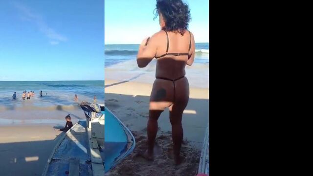 Brazilian milf Dinha enjoys herself with big ass in coroa