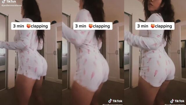 Thick baddie shakes her ass with a clapping rhythm on TikTok