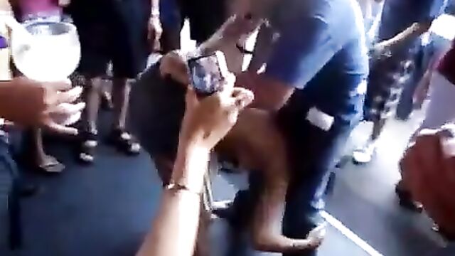 Drunk girl shows her tits and ass on the street during springbreak