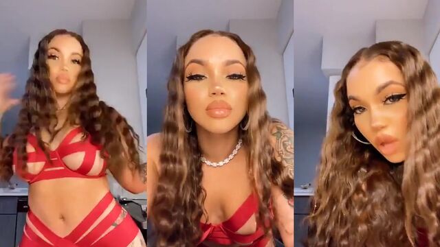 Mixed inked babe Sara Gold rides a big black dildo in POV with her sexy lightskin body