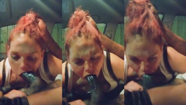 BBC lover gets a sloppy blowjob in the backseat
