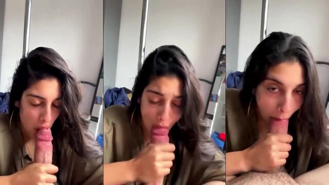 Desi Indian babe gets her face covered with cum after giving a blowjob