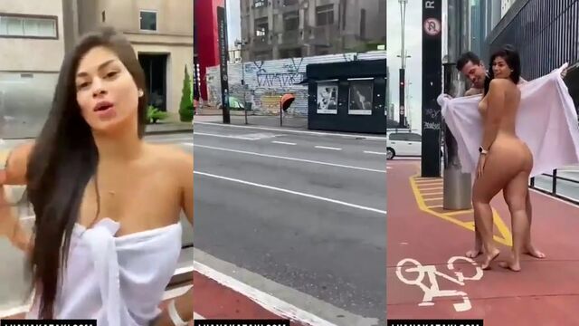 Luana Kazaki is a totally naked safada on the street