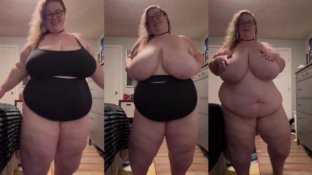 Big fat boobs of BBW slut jiggling with every move