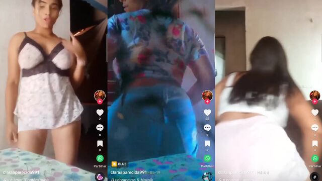 Morena rabuda gostosa taking off her short skirt to show her round ass