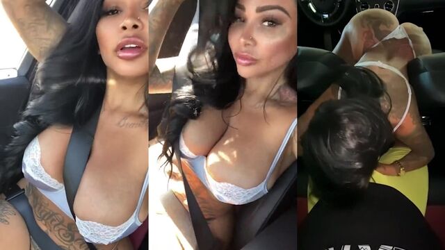 Busty blonde babe gives a soft blowjob in an extreme deepthroat style