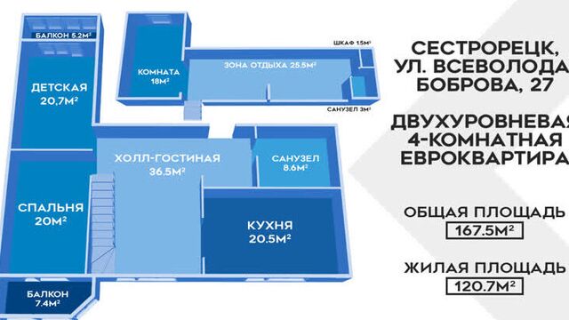 2-х этажная квартира в ЖК "РАЙ в ШАЛАШЕ" в Сестрорецке
