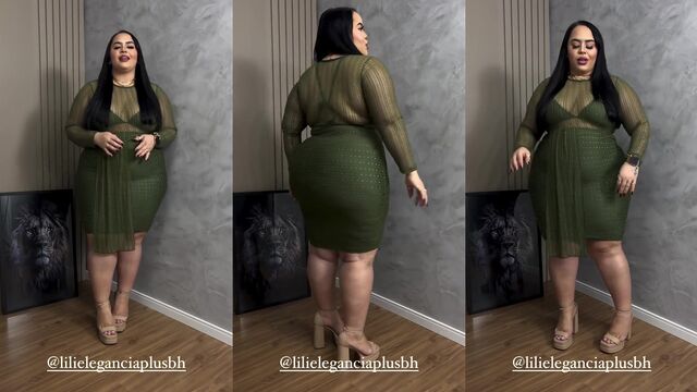 Plus-size Latina babe shows off her big ass in sexy dresses during a try-on haul