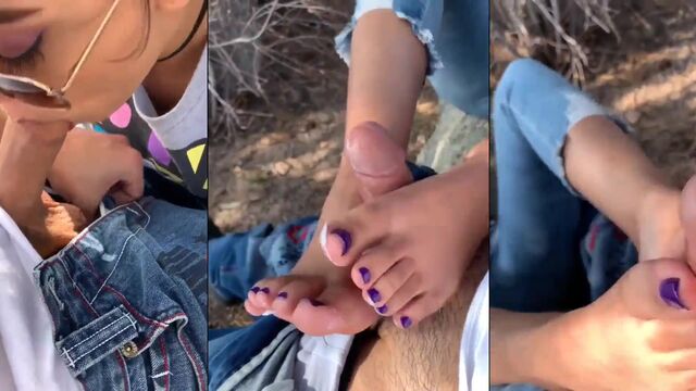 Hot footjob with stinky sole for dirty lover