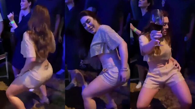 A fat ass woman shows off her big ass on the stage