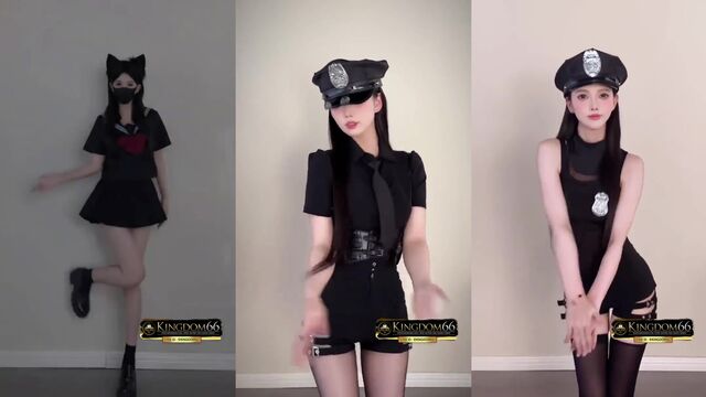 A sexy girl is dancing in a wooden elf cosplay
