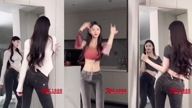 A sexy Chinese girl is dancing in a woodelf cosplay outfit