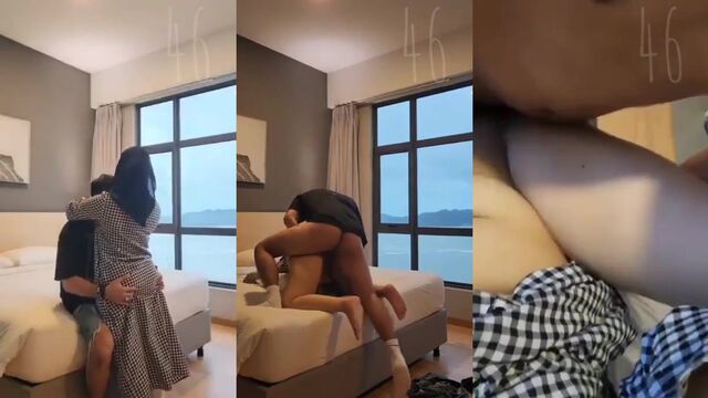 Model dresses and lingerie for her hot sugardaddy in a steamy encounter