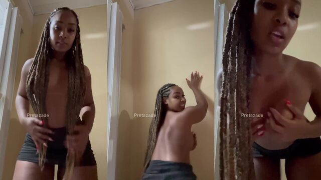 Thick ebony OnlyFans babe Mya Staxxx twerks and spreads her pussy on Snapchat