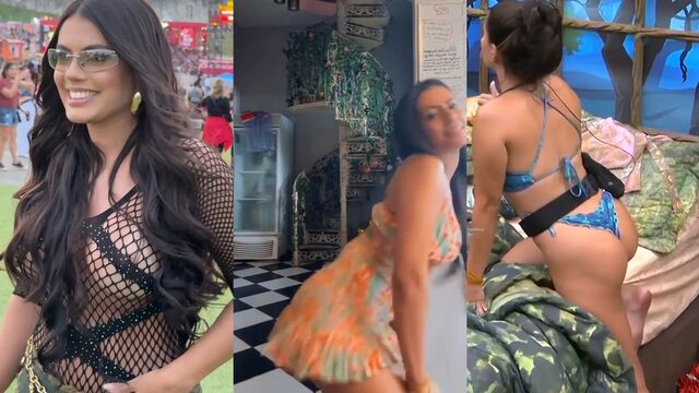 Famosa morena ex-BBB exibida em lingerie como puta tesuda