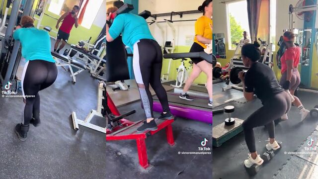 The coach marked the thong of the girl who trained in the gym